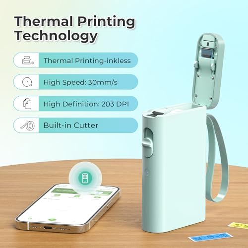 Nelko P21 Label Maker Machine with Tape, Bluetooth Label Printer, Green