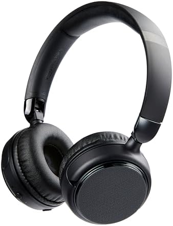 Amazon Basics Bluetooth On-Ear Headphones Wireless with Microphone, Deep Bass, 35 Hour Playtime, Foldable, Collapsible, Portable Travel Friendly, Black