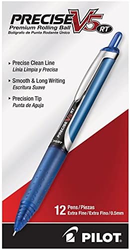 PILOT Precise V5 RT Rollerball Pens, Blue, Pack of 12