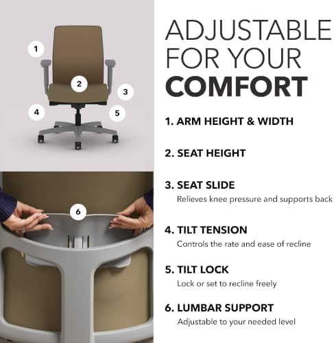HON Ignition 2.0 Low Back Task Chair, Spectrum Mesh, Advanced Synchro-Tilt Control, Office Chair with Lumbar Support, Height and Width Adjustable Arms, Titanium Frame, Quicksand