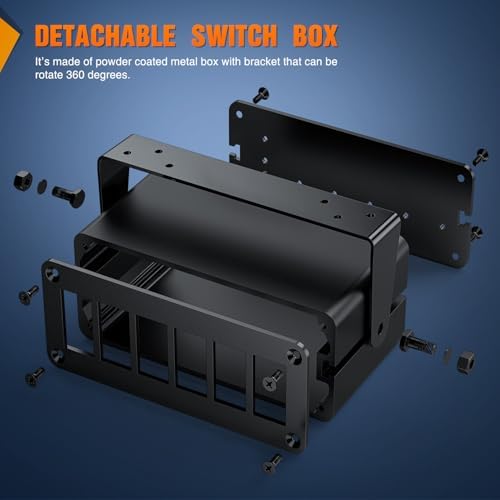 Nilight 6 Gang Rocker Switch Box Detachable Housing 6 Holes Aluminum Panel