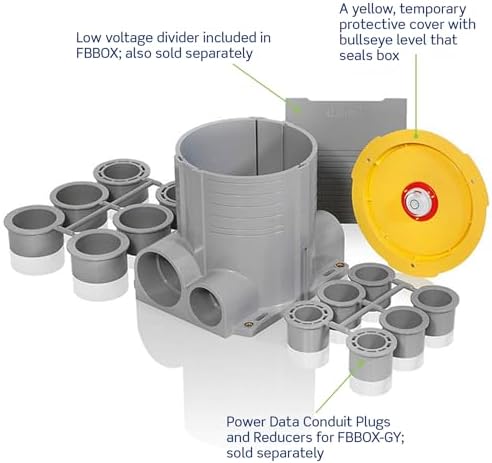 Leviton 2-Gang Concrete Floor Box System, FBBOX-GY, Gray