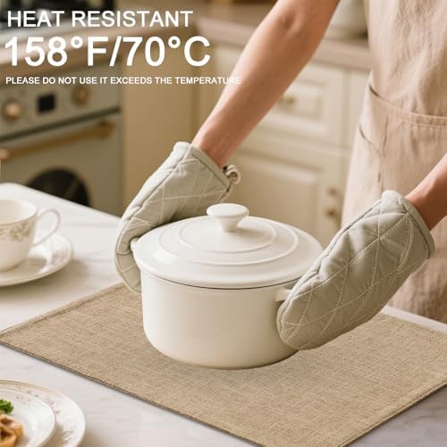 Homaxy Cloths Placemats for Dining Table Set of 8, 13" x 19", Flaxen