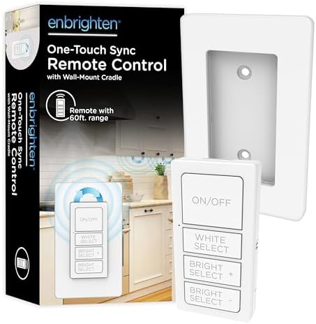 Enbrighten One-Touch Sync Remote Control, Add-on Light Switch for Under Cabinet Lights, Wireless Remote, ON/Off, Dimmable, Color Select Soft White to Bright Daylight, Cabinet Lighting Remote, 81795