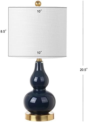 JONATHAN Y Anya Gourd Glass Table Lamp 20.5", Navy