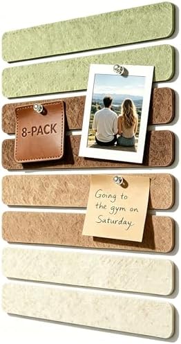 8 Pack Felt Wall Panels,Small Cork Board Strips Alternative,Bulletin Boards