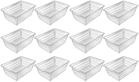 YBM HOME Plastic Perforated Storage Basket Bin Office Drawer, Shelf Desktop Countertop Tray Organizer 32-1188 (12, clear)