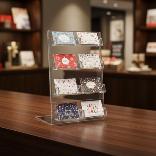 Azar Displays 252048 8.5" W x 11" H Vertical Slanted L-Shape Sign Holder with 8 Gift Card pockets (Pack of 2)