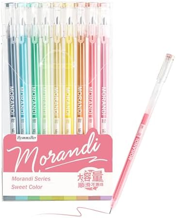 9 Colored Gel Pens Set, 0.6mm Fine Point for Black Paper & White Paper, Pens for Journaling, Adult Coloring Books, Bible, Drawing, Note Taking, Art & Journaling Supplies (Morandi-Sweet Color)