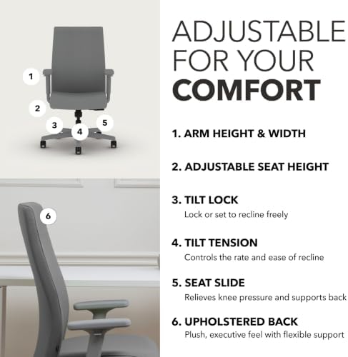 HON Ignition 2.0 Ergonomic Office Chair, Lumbar Support, Desk Chair, Frost