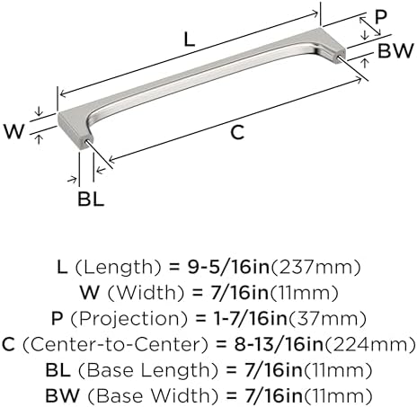Amerock 8-13/16" Merced Polished Nickel Drawer Pull