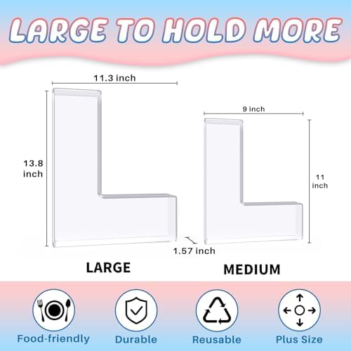 13.8" Extra Large Acrylic Letter Charcuterie Board Box, Reusable Fillable Letter Cake Candy Dish Display Serving Tray for Birthday Anniversary Party Decoration (L)