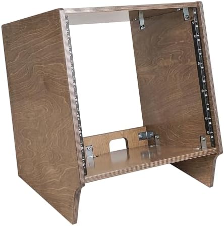 Sound Town DIY 10U Angled Desktop Turret Studio Rack with Solid Baltic Birch Plywood, Weathered Brown, Assembly Required (SDRK-10SLB)