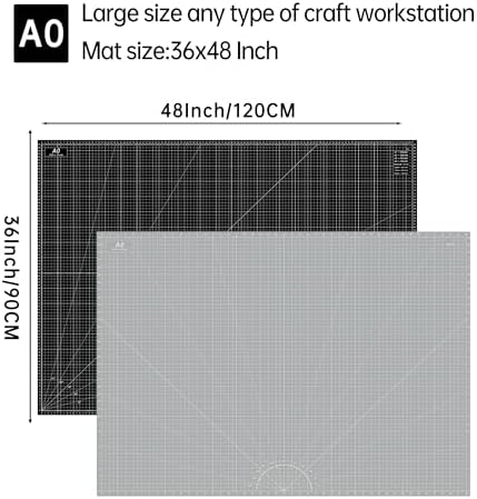 Headley Tools Thickened 36 x 48 Inch Self Healing Sewing Cutting Mat, A0 Rotary Cutting Sewing Mat for Crafts, Double Sided 5-Ply Table Cutting Board for Fabric Quilting Leather Hobby, (Grey/Black)