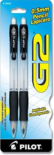Pilot, G2 Mechanical Pencils, 0.5mm HB Lead, Clear Barrel, Pack of 2