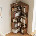 Vertical Lumber Wall Corner with 6 Shelves/5 Shelves & Closed Back Bookshelf Rack Floor Student Corner Cabinet Wall Multi-Layer Storage Cabinet Bookcase Dark Walnut 24" L x 24" W x 63" H