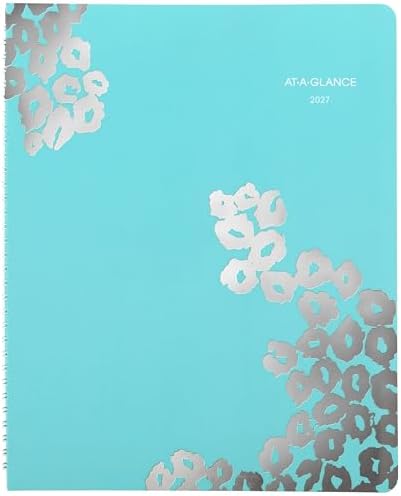 AT-A-GLANCE 2027 Appointment Book Planner, Weekly & Monthly, 13-Month Jan-Jan, 8.5" x 11", Hourly, Wild Washes, Teal (523-905-27)