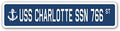 USS Charlotte SSN 766 Street Sign us Navy Ship Veteran Sailor Gift
