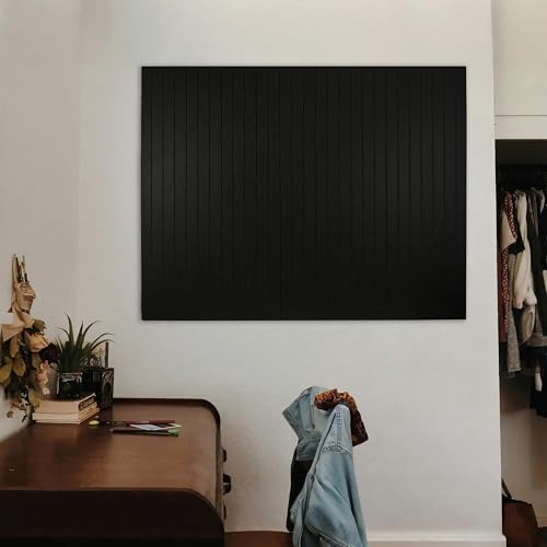Cork Board Alternative-Felt Slat Wall Paneling,Office Bulletin Board for Decoration, Suitable for Displaying Photos and Documents, with Removable Adhesive Labels,12-Pack (Black)