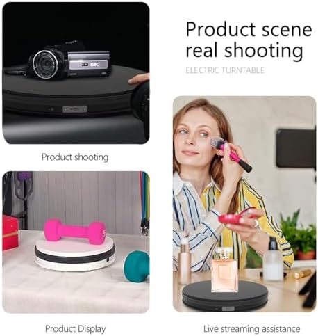 YVV Rotating Display Stand 9.84 Inch, 360° Motorized Turntable Display, USB Powered Spinning Display Platform for Product Photography, Jewelry, Shoes, 22 lbs Load, Black Electric Display Base