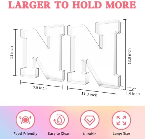 13.8" Acrylic Letter Charcuterie Tray,Fillable Alphabet Box (Letter N)