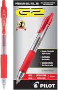 PILOT G2 Premium Retractable Rolling Ball Red Gel Pens, 0.5mm, 12-Pack