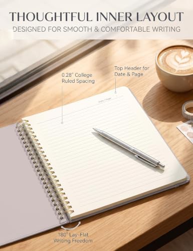 5 Pack Hardcover Spiral Notebooks, 8.3" x 6.3" Lined Journal Set, 100 GSM Bleed-Resistant Paper, 200 Pages Twin-Wire Bound Notebook with Elastic Band & Category Stickers for Office, School