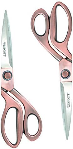 Westcott 8" Bent Stainless Steel Copper-Finish Scissors For Office & Home, 2 Pack (17600)