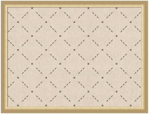 Kate and Laurel Framed Fabric Pinboard 26 x 20, Green Lattice Pattern Printed Linen Classic Bulletin Board for Use as a Vision Board or Wall Organization, Florence Gold Frame