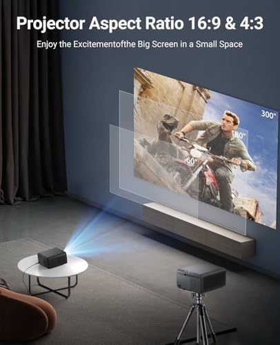 【Native 1080P & Auto Focus】Mini Projector with WiFi and Bluetooth, 800Ansi Brightness, Support 4K HD, Portable Movie Projector, Auto Keystone Correction, Compatible with Smartphone, Laptop, HDMI, USB
