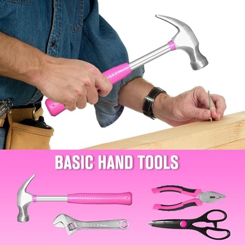Pink Tool Set for Women,206-Piece Home Tool Kit for Women Girls Ladies,Basic Household Toolkits for New Apartment Garage Office College Dorm & DIY Projects
