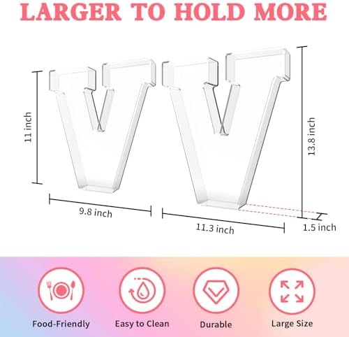 13.8" Acrylic Letter Charcuterie Tray,Fillable Alphabet Box (Letter V)