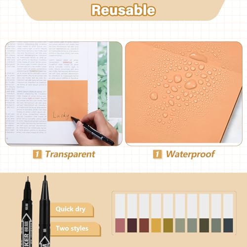 Jutom 39 Pcs Aesthetic Book Annotation Kit,Khaki,Cute Style
