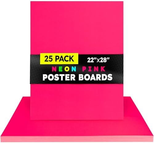 Hygloss Poster Board 22 x 28, 25 Pack Neon Pink, Colored Posterboard