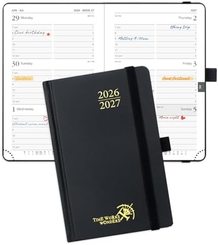 POPRUN 2026-2027 Academic Small Weekly Planner, 4" x 6.25" Purse Calendar