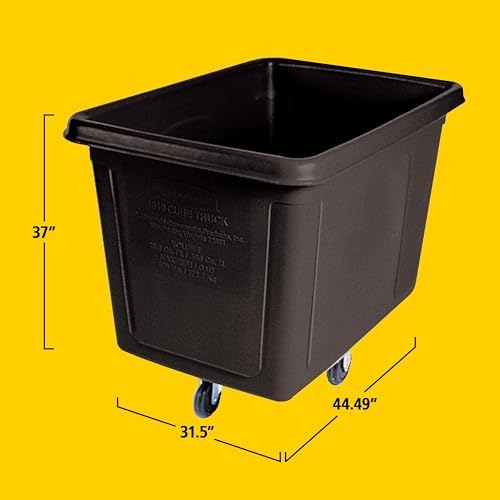 Rubbermaid Commercial Products Bulk Cube Truck with Wheels, Black, Transport up to 600 lb. of Waste/Laundry/Linen/Supply/Packaging Material for Hospital/Hotel/School