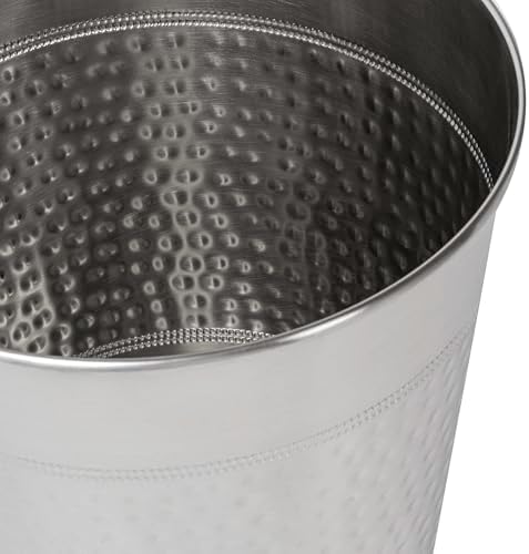 happimess Riley 2 Gal Hammered Steel Bin 10" H, Polished Steel, Set of 2
