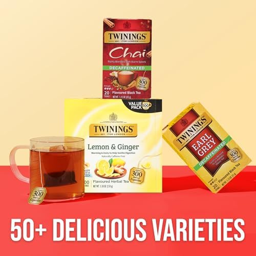 Twinings Decaffeinated Chai Spiced Black Tea Bags, 20 CT Box (6 Pack)