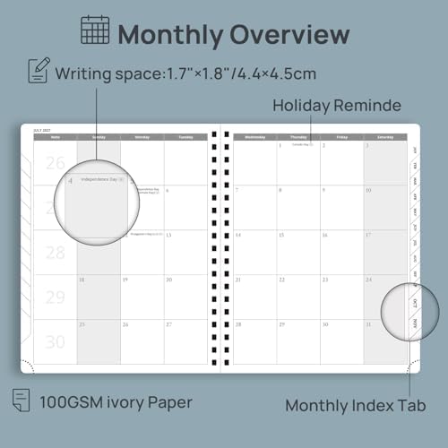 POPRUN 2027 Planner Daily Weekly and Monthly Calendar with Hourly Schedule, Monthly Tabs(Large Size 10'' x 8'' Wire-Bound Hard Cover) - Agenda 2027 (Jan.2027-Dec.2027) - Dark Green