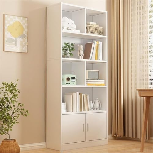 Closed Back Cabinet Wood Standard 9.5'' Wide Bookcase Bookshelf Storage Rack Multi-Layered Storage Shelf Cabinet Display Unit Integrated Against the Wall White 23.6" L x 9.4" W x 70.9" H
