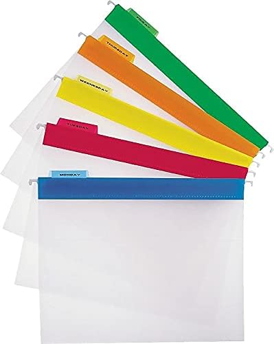 Pendaflex 55708 Poly Hanging File Folders, 1/5 Tab, Letter, Assorted Colors (Box of 25)