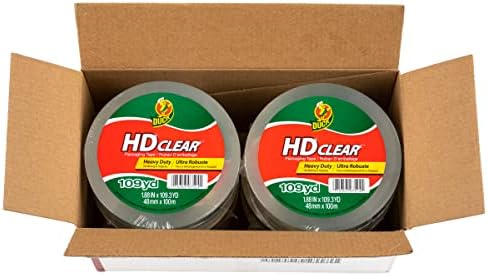 Duck HD Clear Extra Long Packing Tape - 6 Rolls of Heavy Duty Shipping and Moving Packing Tape – Clear Strong Packaging Tape for Boxes, Packing and Moving Supplies – 1.88 In. x 109 Yards (287975)