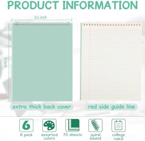 Maitys 6 Pcs Steno Spiral Notebooks, Pastel Color, Boho Style