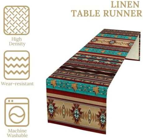 Aztec Southwest Table Runner,Ethnic Style Design Geometric Table Runners Dresser Scarves Table Setting Decor for Garden Farmhouse Wedding Party Holiday Dinner Home 13x120 Inch