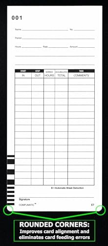 Compumatic E7 Time Cards for Lathem 7000E & 7500E Calculating Clocks 400ct