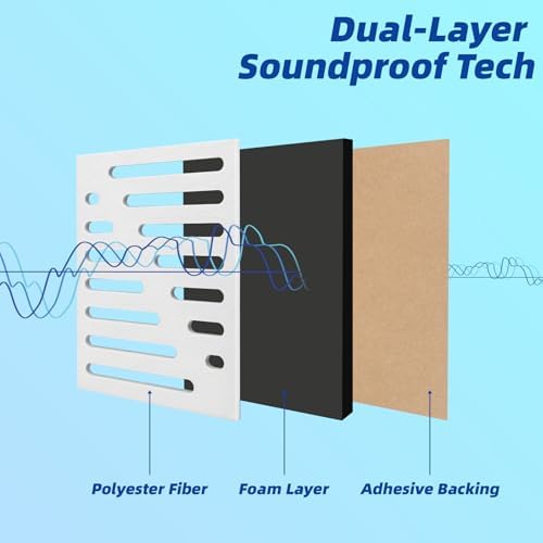 Art3d High-Density Acoustic Panel, Stripe Design, 16 x 12 in, 6-Pack, White