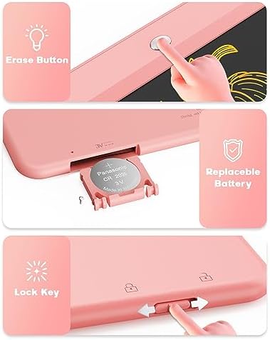 Bravokids 10 Inch LCD Writing Tablet for 3-8 Year Olds - Electronic Drawing Pad and Doodle Board as Educational Birthday Gifts for Girls and Boys (Pink)