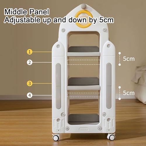 GAMAK Small Bookshelf for Small Spaces Kids Stand on Wheels Rotating Bookshelf 360 Display 4 Tier Bookcase Children's Picture Book Floor Storage (Color : Green)