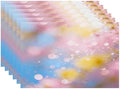 Batmerry Pastel Rainbow Linen Placemats Set of 6, Glitter Stars Marble Galaxy Clouds Washable Table Mats for Kitchen Table Thickened Heat Insulation Dining Set Indoor Outdoor 12X18 in