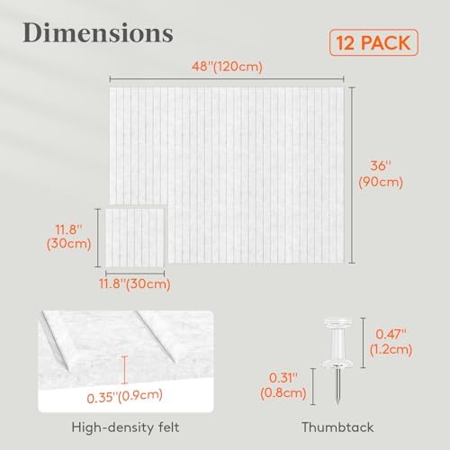 Lifewit Large Felt Bulletin Board with Self-Adhesive 48" x 36" - 12 Pack